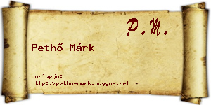 Pethő Márk névjegykártya