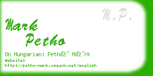 mark petho business card